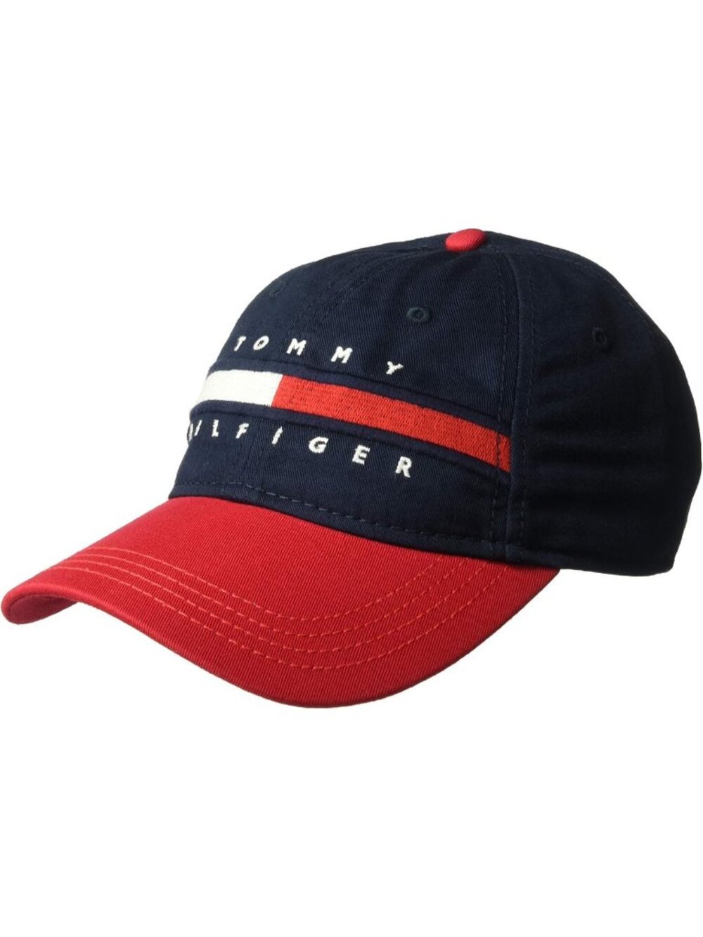 Tommy Hilfiger Men's Navy Blazer/Racing Red Cotton Logo Adjustable Baseball Cap